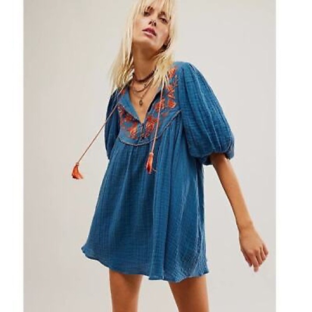 Free People Rosa Linda Embroidered Mini Dress